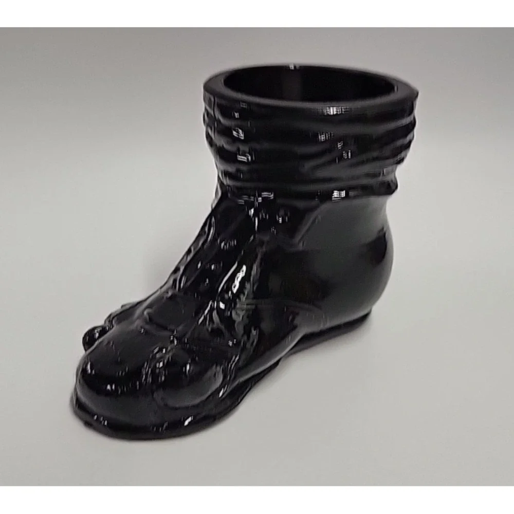 Vintage‎ Boyds Black Glass Hobo Shoe Boot Toothpick Holder